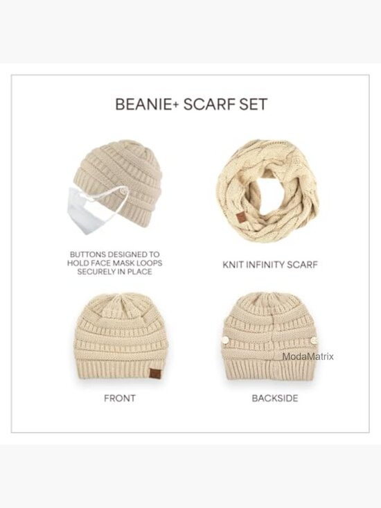 Cable Knit Winter Beanie and Scarf Set, 2 Piece Hat and Scarf for Women main image 7